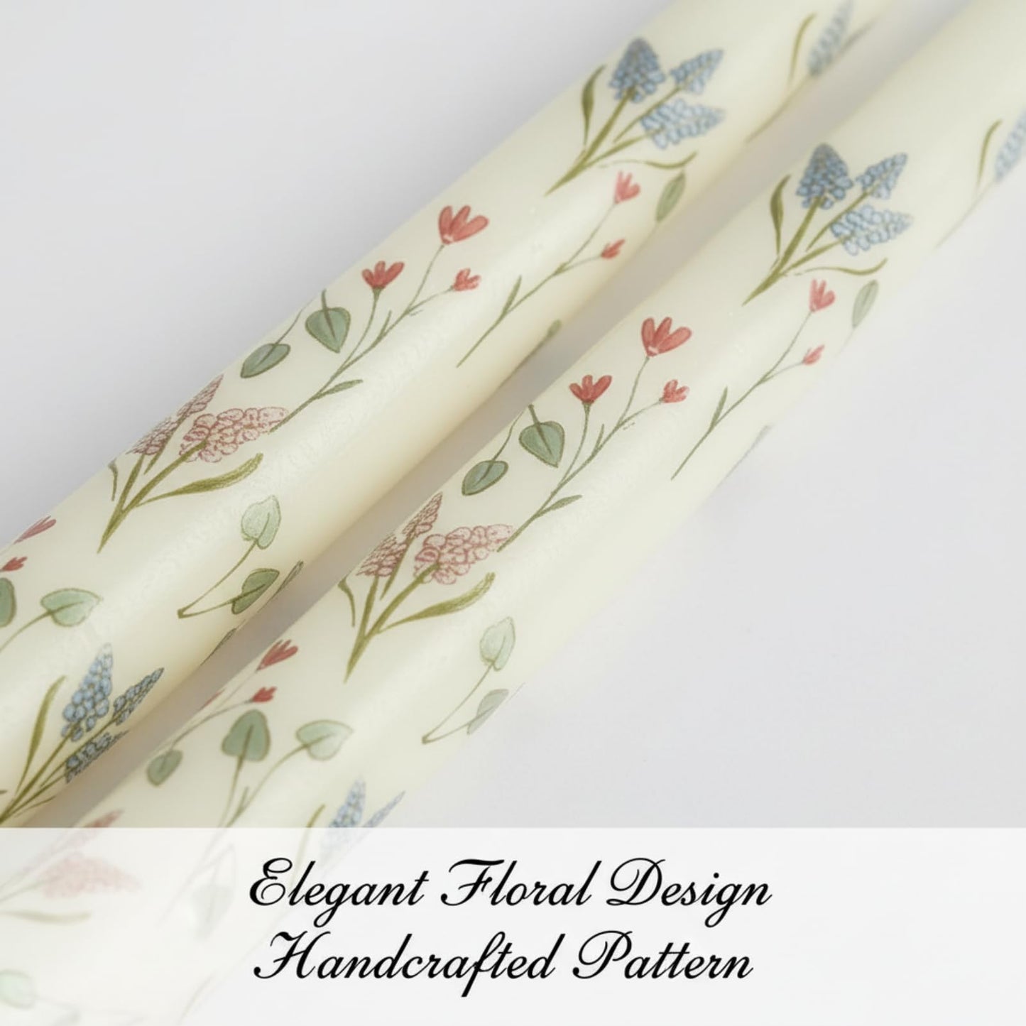 Floral Taper Candles Dripless Candlesticks, 4 Pack Unscented Flower Taper Candle, 10 Inch Elegant Pastel Candle Sticks for Easter, Saint Patrick’s Wedding Table Centerpieces Mother’s Day Home Decor