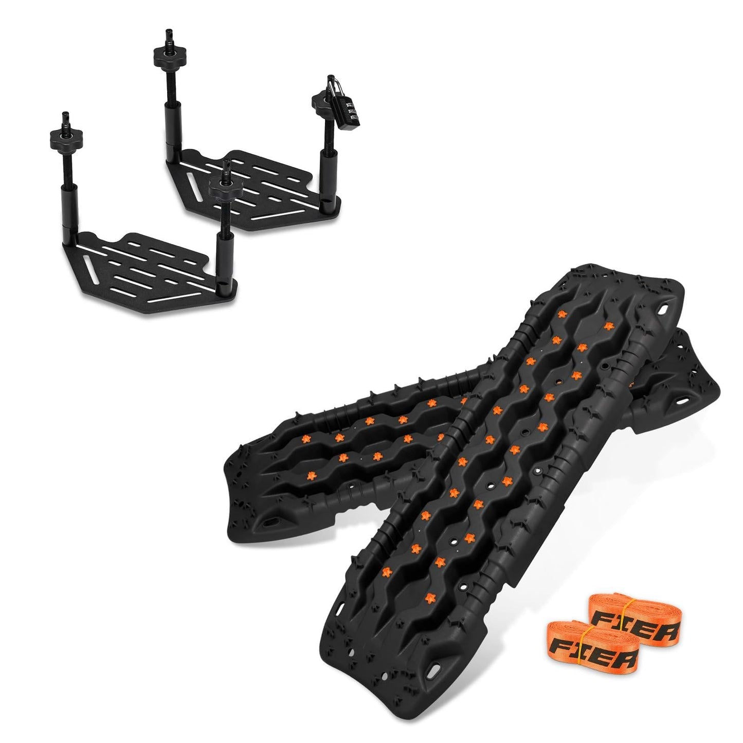 FIERYRED Large Off Road Traction Boards+Recovery Traction Board Mounting Kit