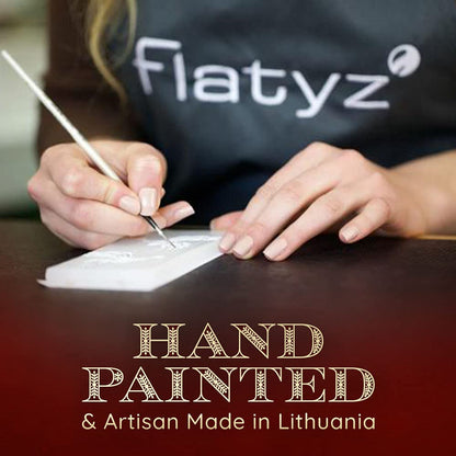 FLATYZ Handmade Christmas Candle - Classic Tree & Ornaments | Unscented, Drip-Resistant & Smoke-Free 2 Wick Candle for Home & Room Decor | Hand Painted, Flat Decorative Candles | Steel Stand Included