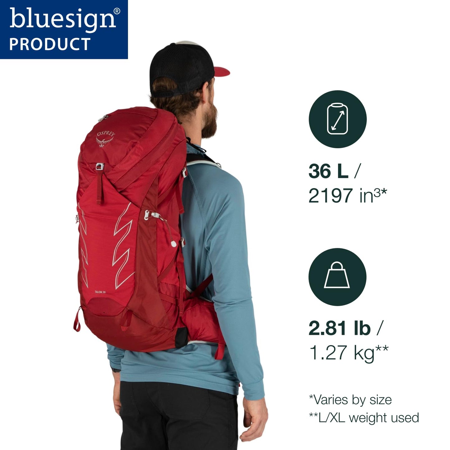 Osprey Talon 36L Men's Hiking Backpack with Hipbelt, Green Belt/Black S/M