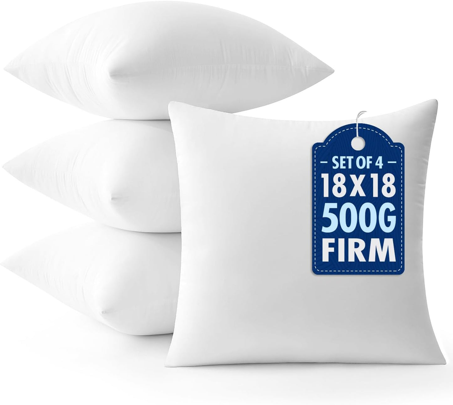 MIULEE Throw Pillow Inserts - Pack of 4, 18x18 Inch, 100% Virgin Fiber Filling for Bed & Couch