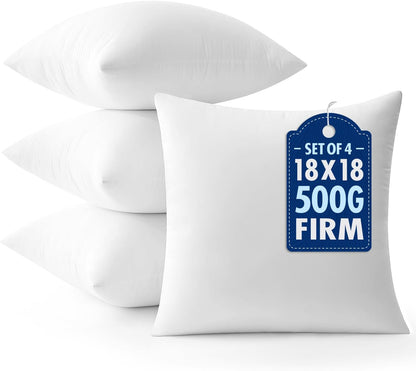 MIULEE Throw Pillow Inserts - Pack of 4, 18x18 Inch, 100% Virgin Fiber Filling for Bed & Couch