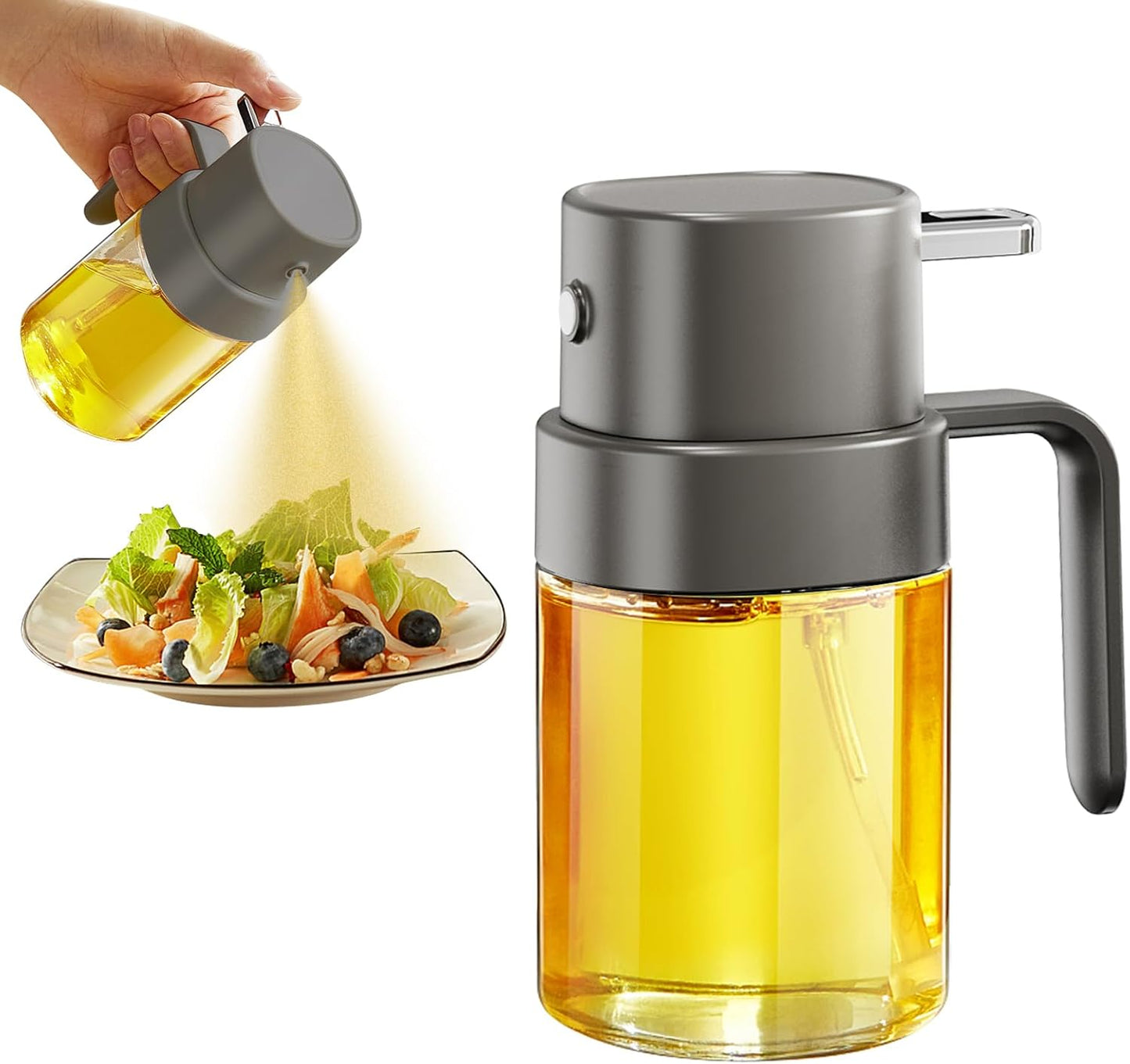 YARRAMATE Mini Oil Sprayer - 6.8 OZ Food-Grade Olive Oil Spray Bottle for Cooking | Portable Mister for BBQ & Air Fryer (Gray)