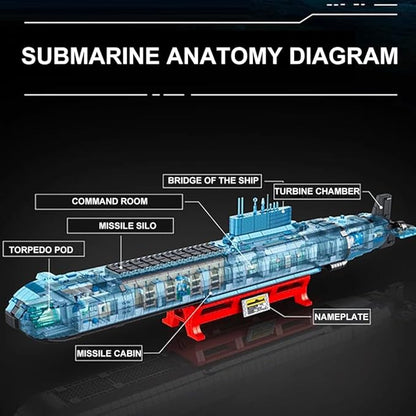 941 Nuclear Submarine Military Series Battleship Building Kit 4474 Pieces - The World's Largest Nuclear Submarine Toy Gift Ship Building Block Set for Adult Collection