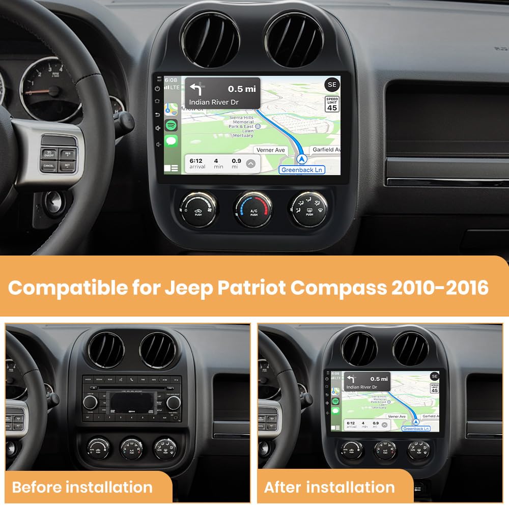 Mnasico Android Radio for Jeep Compass 2010-2016, Patriot 2009-2016