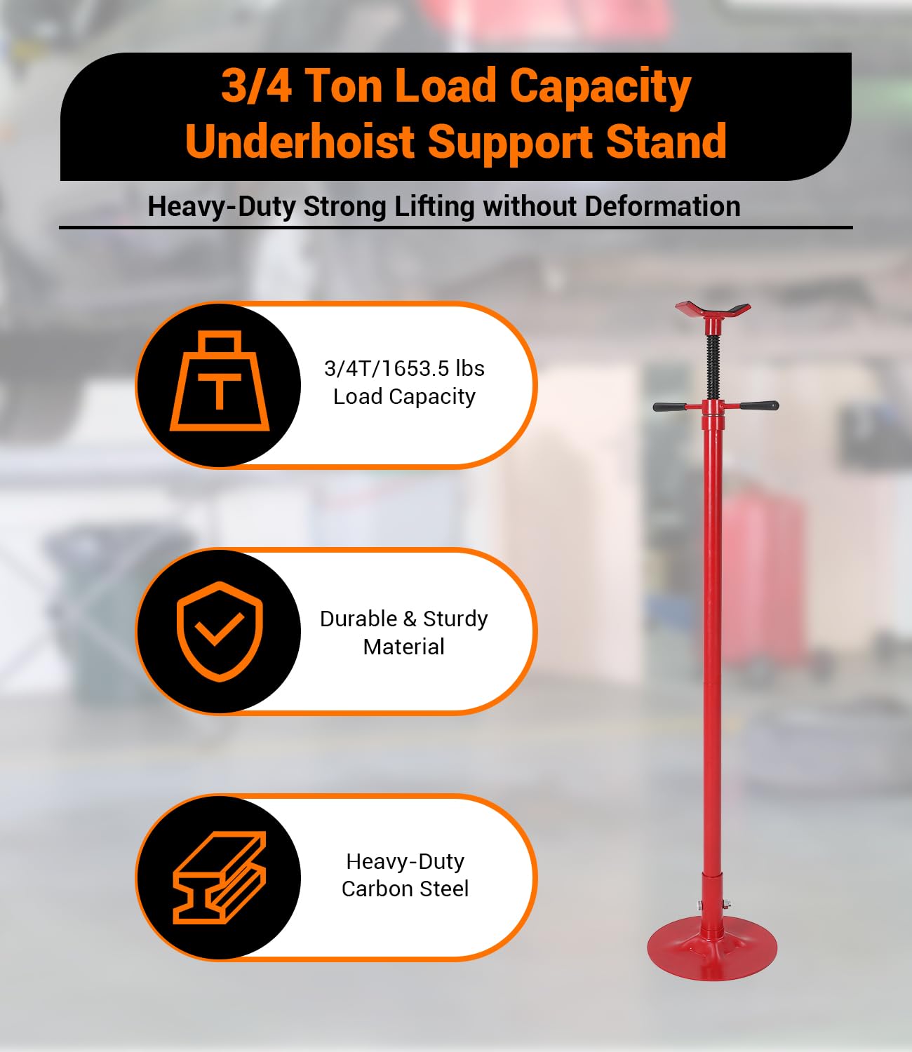 ExploreHorizon 2PACK Underhoist Support Stand, 3/4 Ton Jack Stand, Under Hoist Stand for Vehicle Lifting & Support, 1655Lbs Capacity, Lifting from 38.4 to 75.4Inch,