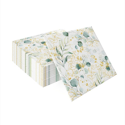 PAW - 50 Pieces Airlaid Paper Linen-Feel Napkins 16" x 16", Disposable Cloth-Like Napkins with Eucalyptus Design, Dinner Napkins for Kitchen, Party, Wedding, Barbecue, Picnic