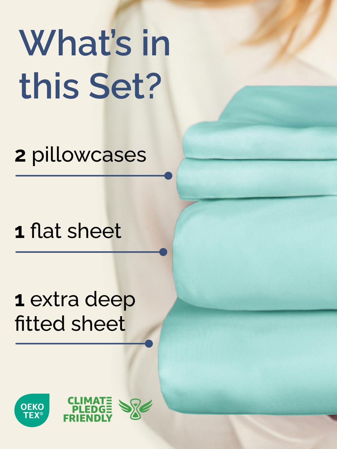 Skiennix Extra Deep Twin Sheet Set - 4 Piece Breathable Cooling Bedding - Soft Wrinkle-Free Spa Blue