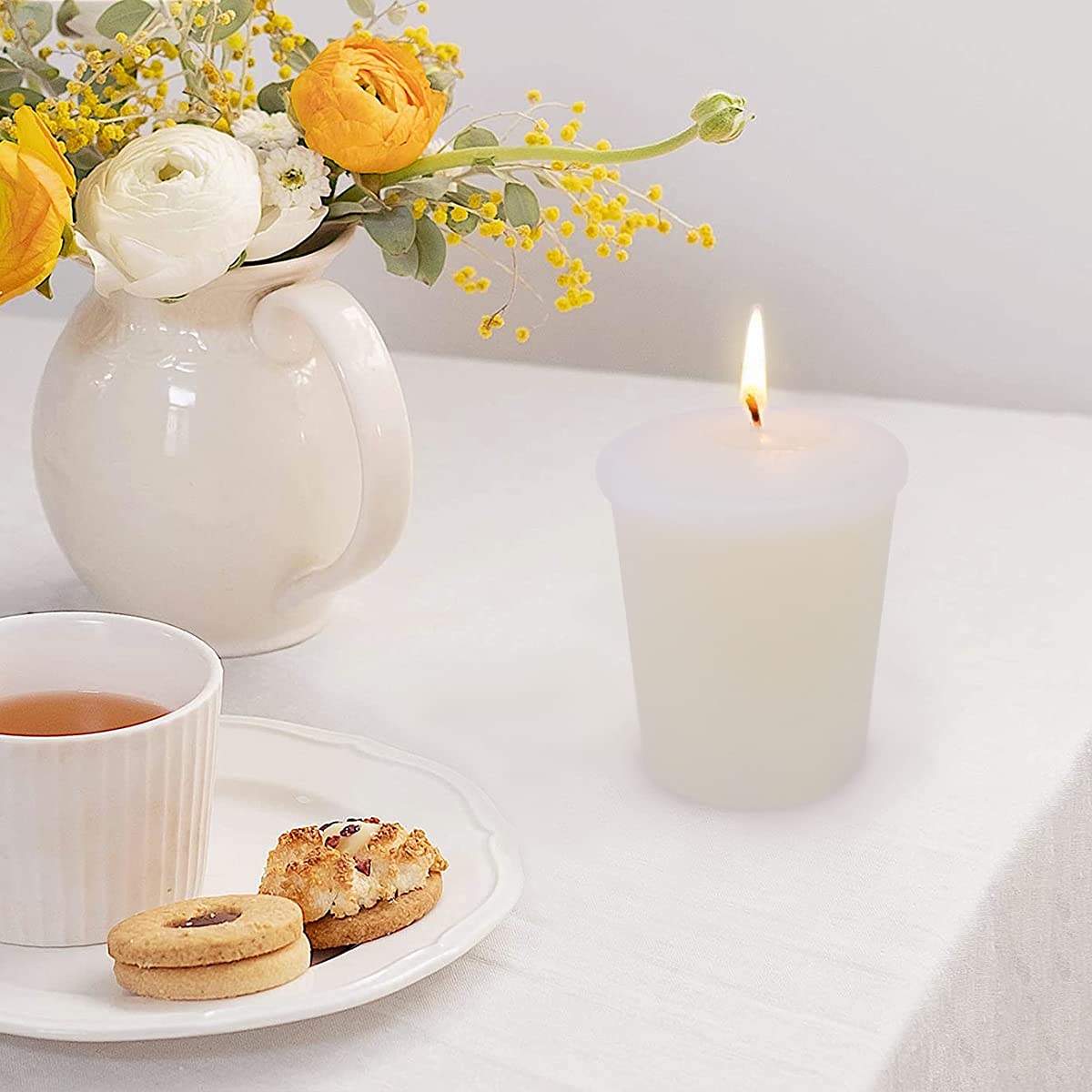 Abarli Votive Candles 12 Packs Small Undscented Bulk Soy Wax Votives for Weddings, Bridal Showers, Holiday & Home Parties