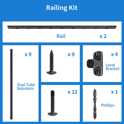 Bobolish 42" H x 4 ft. W Aluminum Porch & Deck Railing Kit, Upgrade Guardrail System with Textured Black AAMA 2604 Powder-Coat Finish for Outdoor Decks, Porches & Balconies (1 Panel)