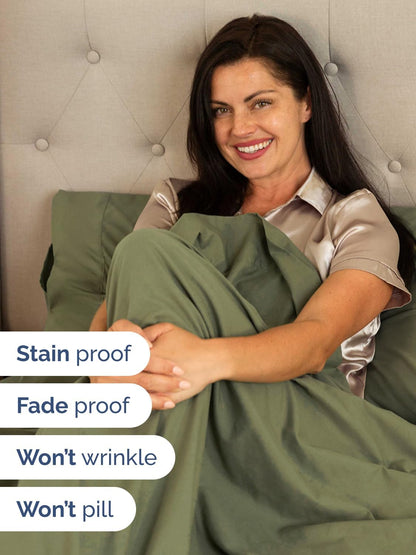 Skiennix Extra Deep Twin Sheet Set - 4 Piece Breathable Cooling Sheets - Luxury Hotel Quality - Sage Green
