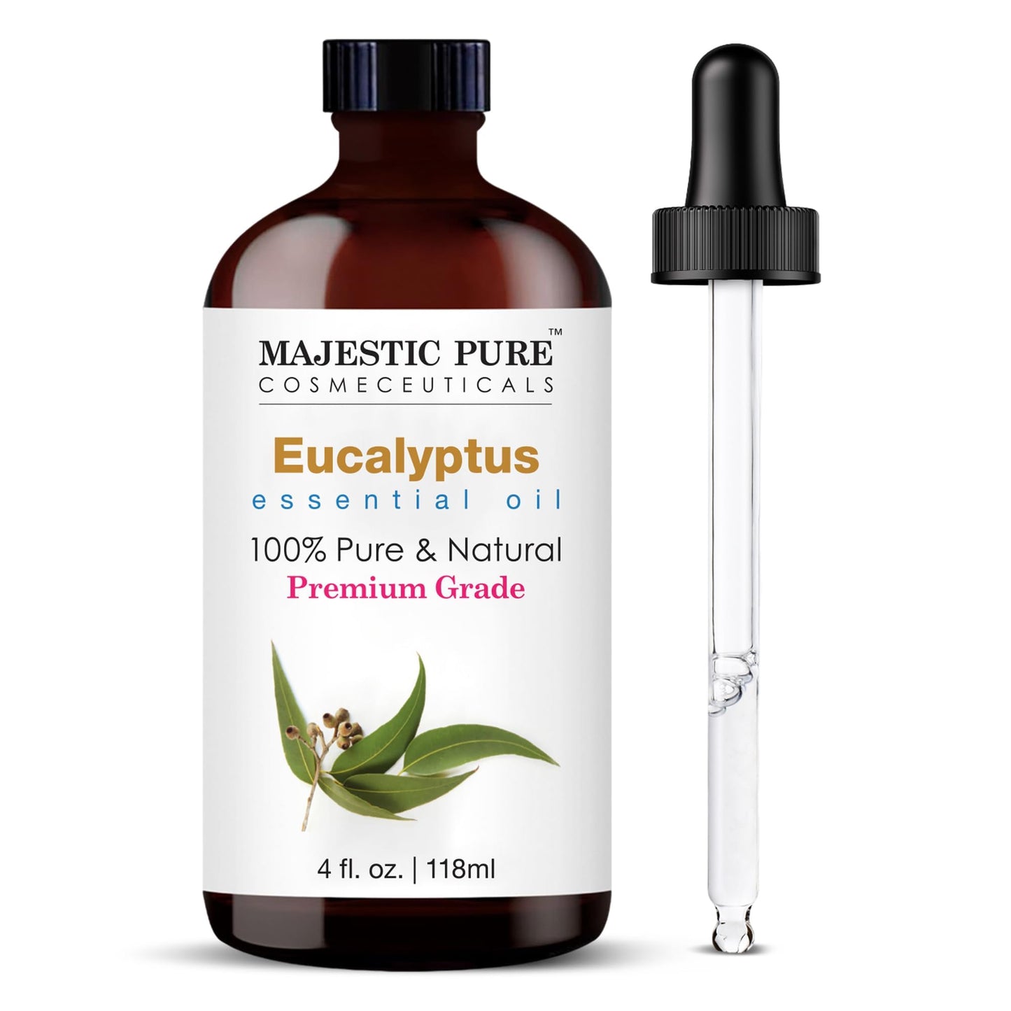 Majestic Pure Lavender Essential Oil with Glass Dropper - Huge 4 Fl Oz - 100% Pure and Natural Lavender Oil - Premium Grade Essential Oils for Diffuser, Aromatherapy, Soap and Candle Making