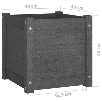 Xolmizyn Grey Square Wooden Planter Box for Garden, 15.7 inch Solid Pinewood Flower Pot with Drainage for Patio, Terrace, and Outdoor Decor