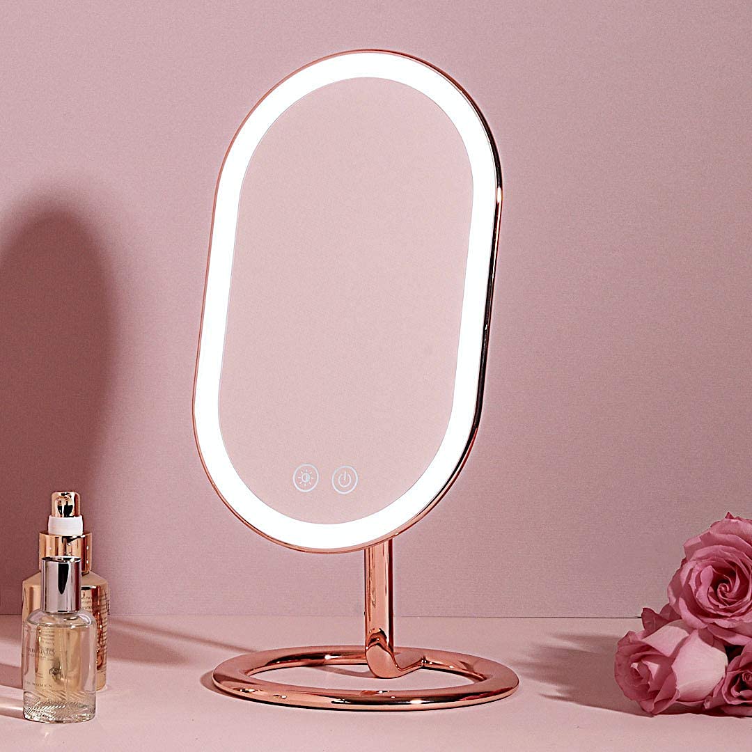 Fancii Vera LED Lighted Vanity Makeup Mirror, Rechargeable - Cordless Illuminated Cosmetic Mirror with 3 Dimmable Light Settings, Dual Magnification (Chrome)