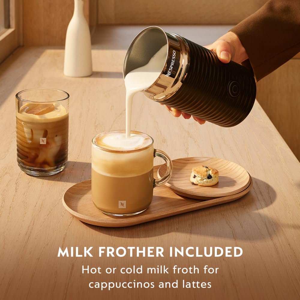 Nespresso Vertuo Next Coffee and Espresso Maker by De'Longhi, White with Aeroccino Milk Frother Bundle
