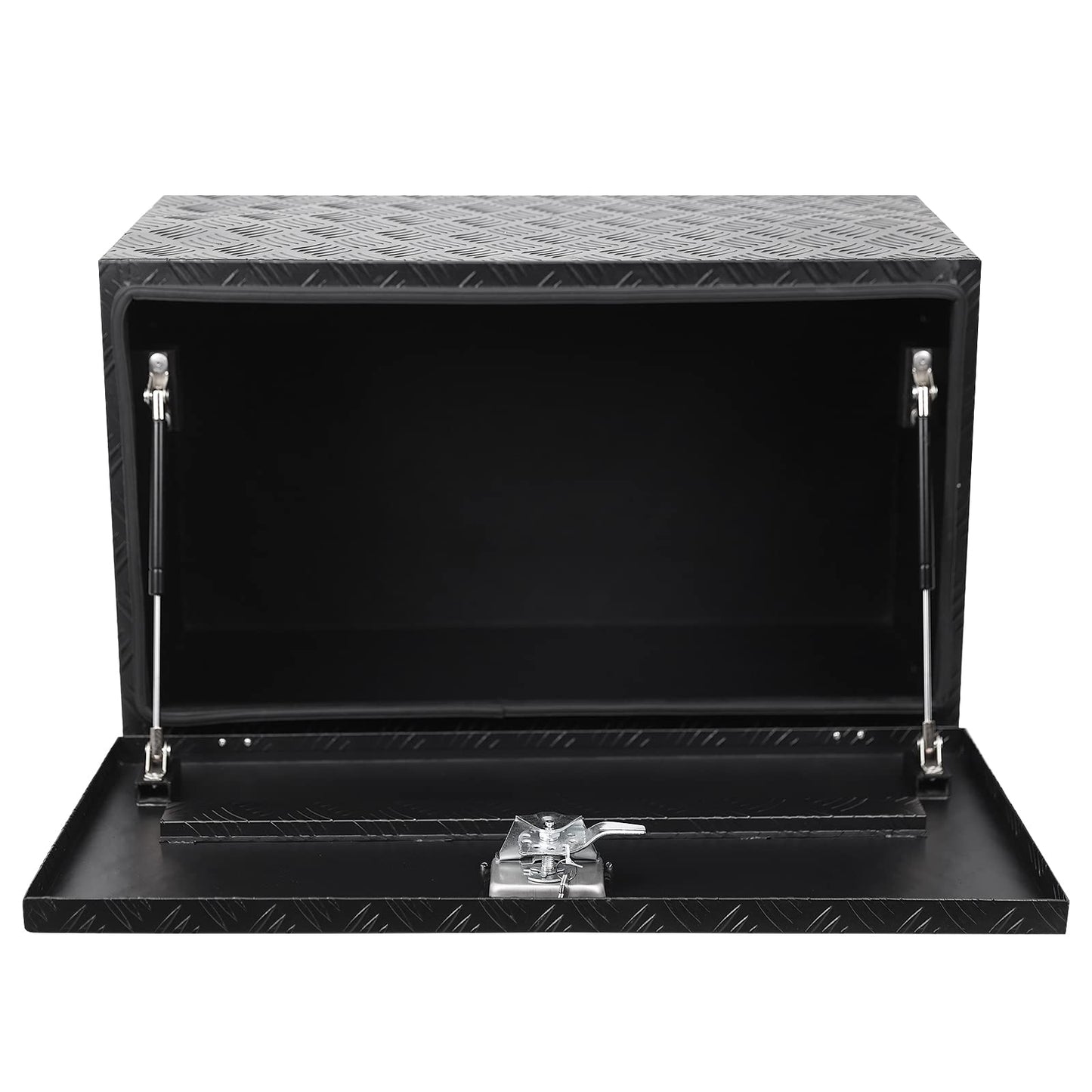 GarveeTech 30 in Heavy Duty Aluminum Stripes Plated Tool Box Pick Up Truck Bed Rv Trailer Toolbox Diamond Plate Underbody Box Waterproof Square Storage Organizer With Side Handle, Lock & Keys