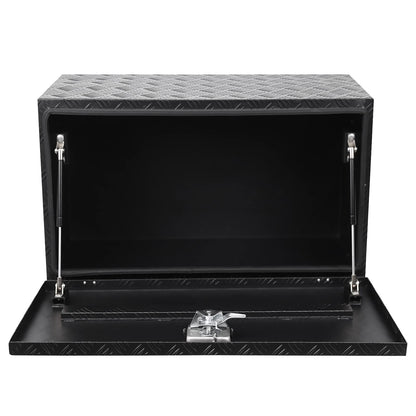 GarveeTech 30 in Heavy Duty Aluminum Stripes Plated Tool Box Pick Up Truck Bed Rv Trailer Toolbox Diamond Plate Underbody Box Waterproof Square Storage Organizer With Side Handle, Lock & Keys