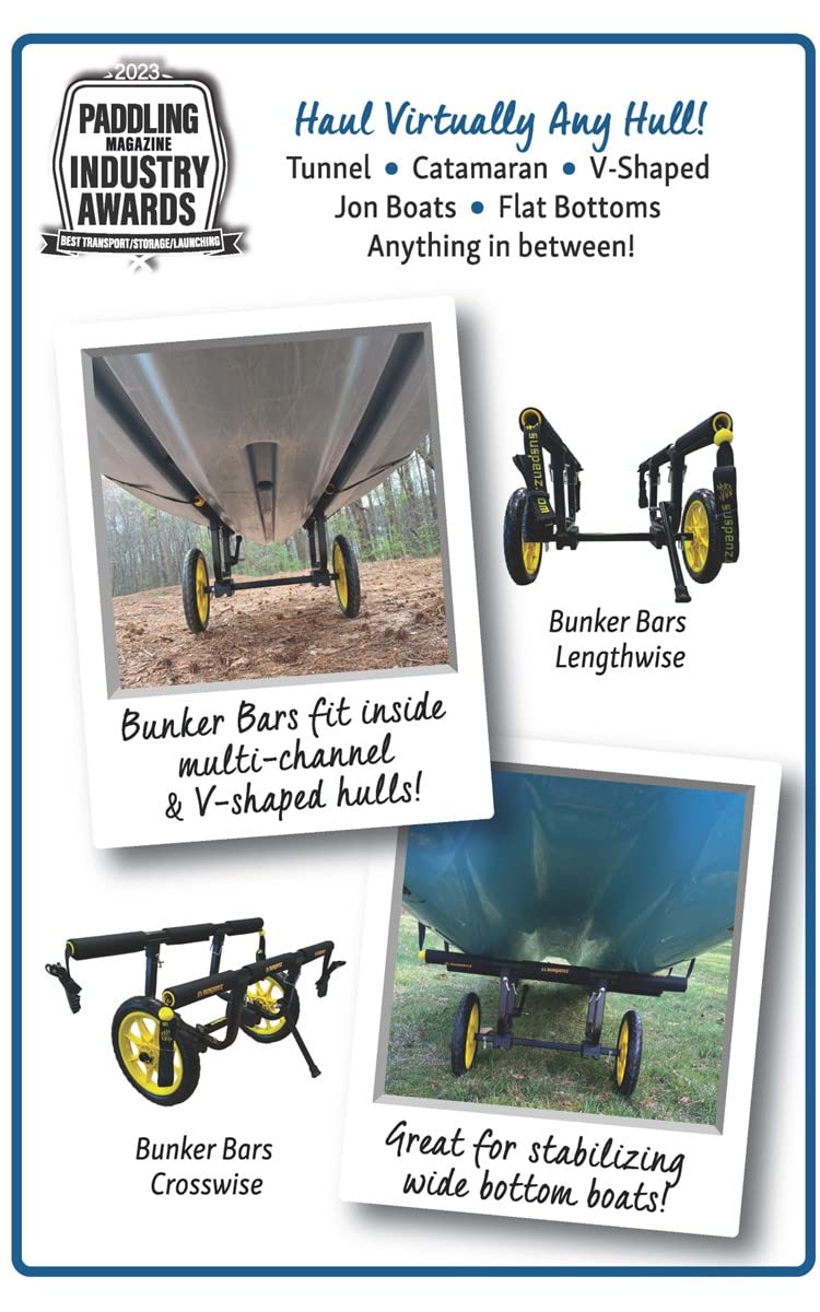 Suspenz Fishing Kayak Cart Trolley | Heavy Duty Canoe Carrier Trailer with Adjustable Bi-Directional Bunker Bars and Airless Wheels | Catch-All Universal Airless Cart (22-9909)