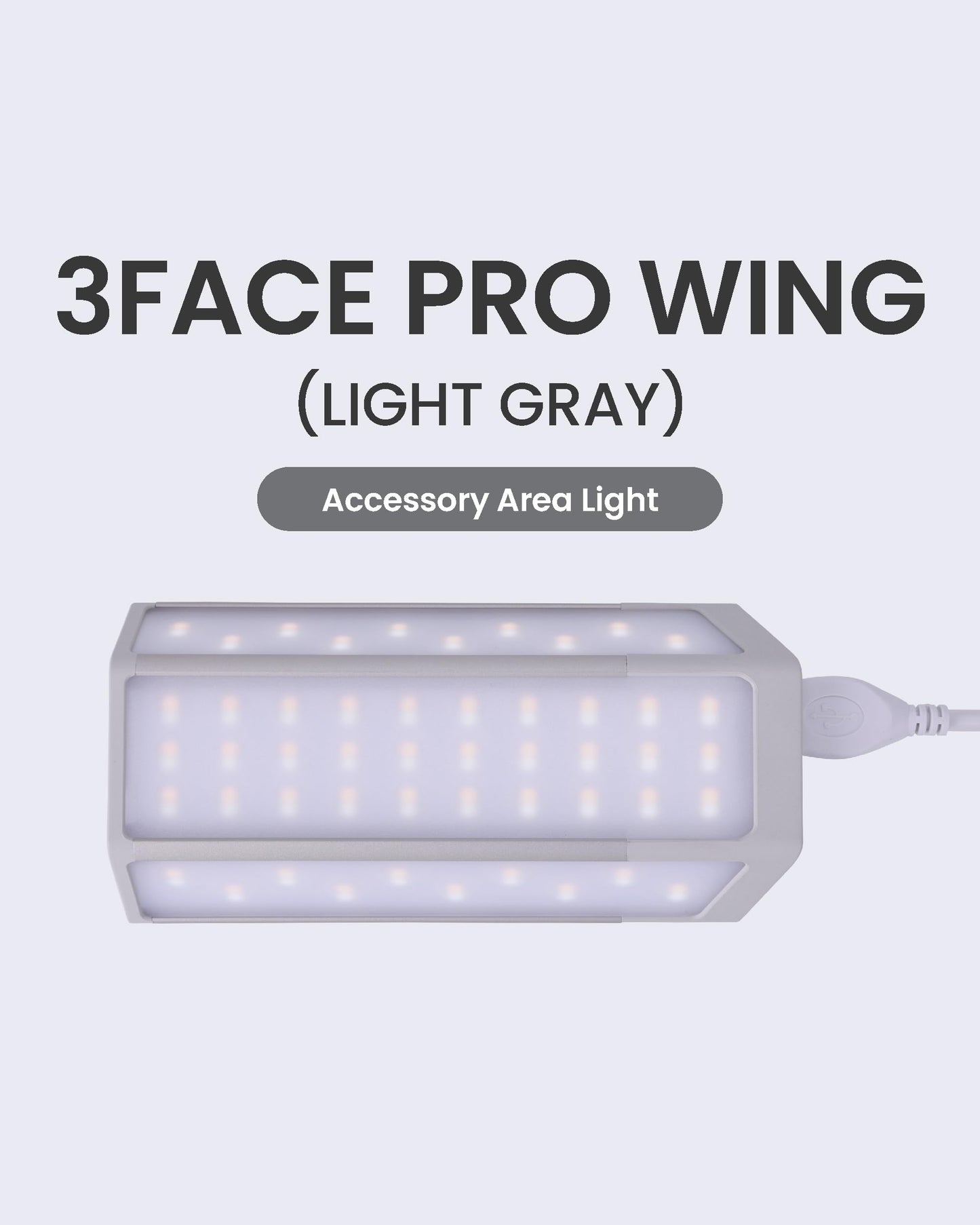 Claymore 3Face Pro Wing (Light Gray) - Rechargeable Surface Area Lamp Bar for Camping, Tents, Canopies, Outdoor Events, Street Vendors, Work Lighting, Long-Lasting Battery. Adjustable Light Modes.