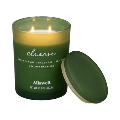 Frosted Scented 2 Wick Candles AW (Cleanse (Fresh Orange + Sage Leaf + Sea Salt))