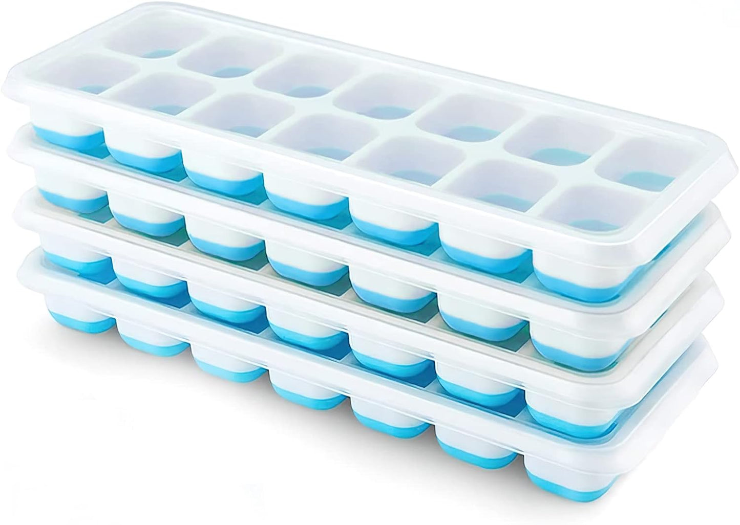 Airabc Silicone Ice Cube Trays - Easy-Release 14-Cube Design | BPA Free & Stackable, 4 Pack