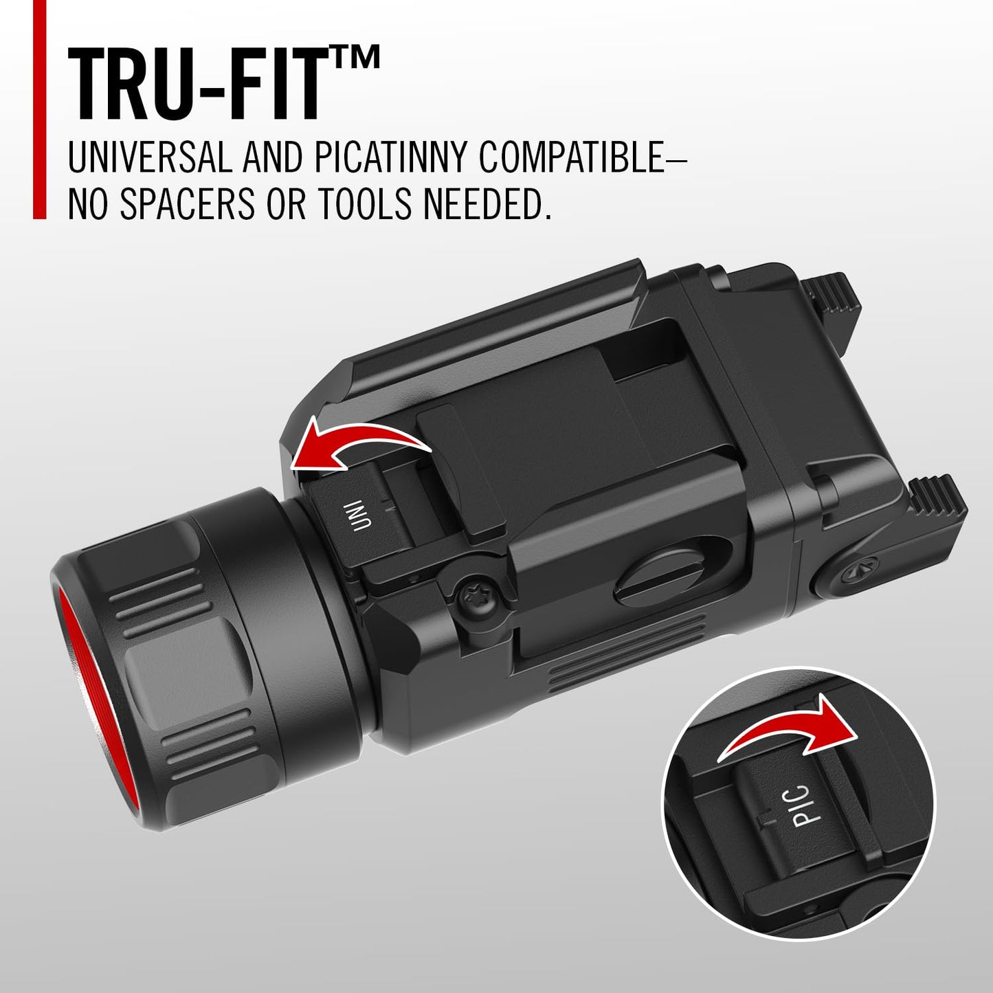 Coast PTX65R Two Beam 1000 Lumen USB-C Rechargeable LED Tactical Weapon Light with Tool-Free Universal/Picatinny Mounting System, and Spot & Flood Beams - IP54 Rating