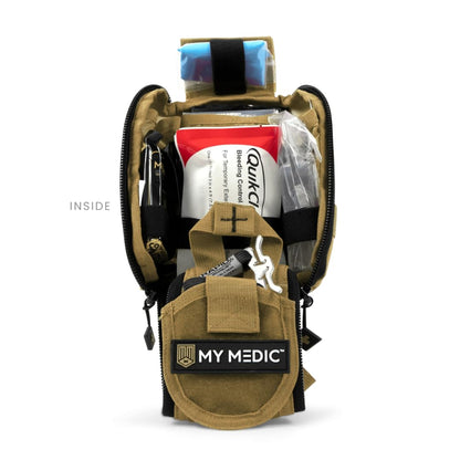 MY MEDIC TFAK Trauma First Aid Kit - Emergency Medical Rescue Gear Bag & Tactical Survival Supplies for Hunting, Hiking, Camping, The Gun Range or Car - Coyote