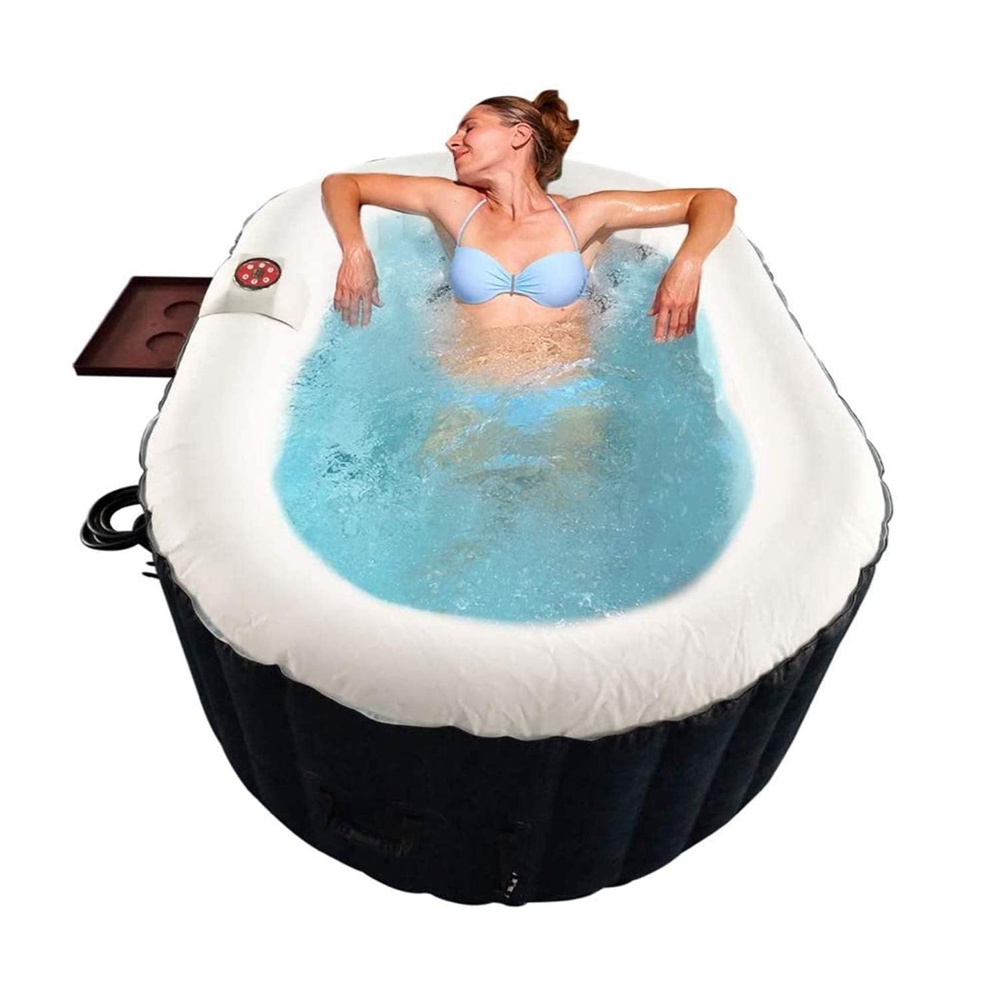 ALEKO Inflatable Hot Tub Spa | Personal High Powered Jetted Bubble | 145 Gallon | Black and White