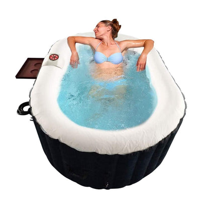 ALEKO Inflatable Hot Tub Spa | Personal High Powered Jetted Bubble | 145 Gallon | Black and White