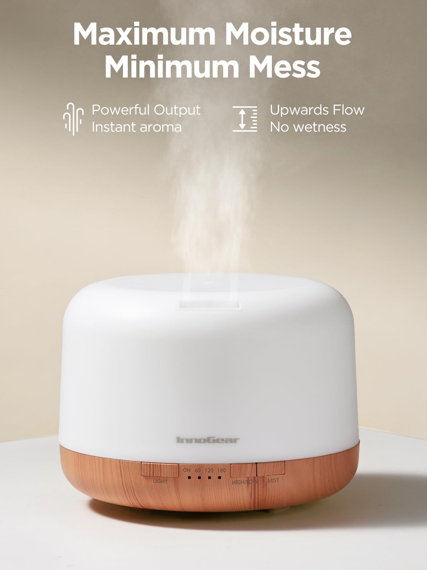 InnoGear Aromatherapy Diffuser & 10 Essential Oils Set, 500ml Essential Oil Diffuser with Remote Control Ultrasonic Cool Mist Scent Humidifier Vaporizer Auto-Off Timer for Room Office Home, Yellow