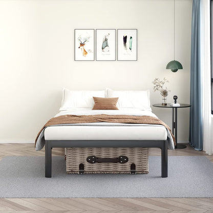 MAF Metal 18 Inch Twin Platform Bed Frame with Anti-Collision Round Legs, Black 3500 Lbs Heavy Duty Bed Frame with Wood Slats, No Box Spring Needed, Easy Assembly