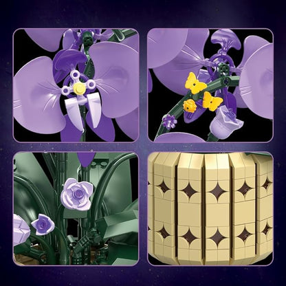 39119 Moth Orchids Building Blocks Flower Set 832 Pieces of Floral and Plant Series Block Sets Adult Creative Enthusiast Model Gifts and Unique Collectibles Can be Used for Room Decoration