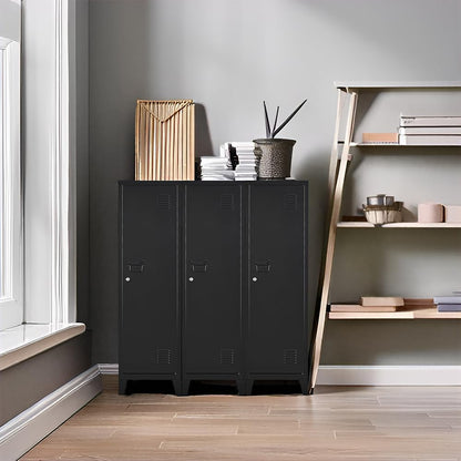 Metal Locker with Doors and Shelves, Locking Storage Cabinets for Small Spaces, Lockers for Employees, Lockable Storage Lockers for Office Garage School Gym