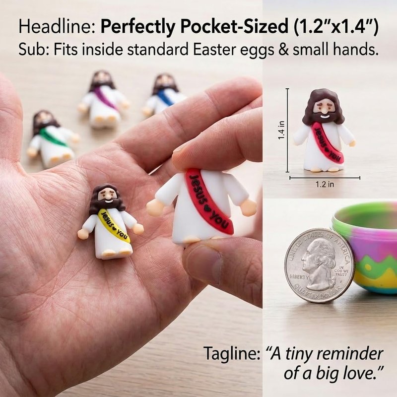 Layofe 100PCS Bulk Mini Jesus Figurines - Tiny Little Small Religious, Easter Egg Stuffers Fillers & Gifts for You Loves ，Jesus Figurines (100)