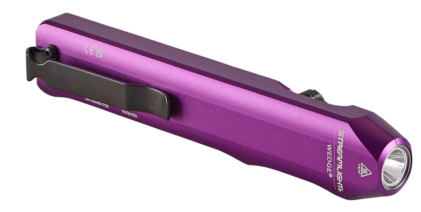 Streamlight 88818 Wedge 1,000-Lumen Max 300-Lumen Standard 1,200-Candela Flat Everyday Carry Flashlight, Includes USB-C Cable and Lanyard, Purple