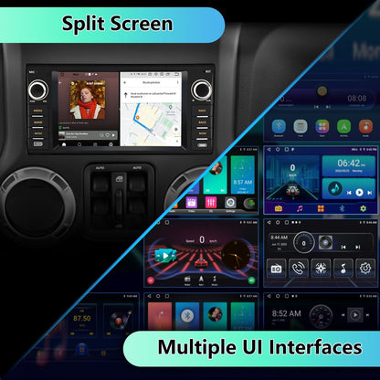 EagleNav Car Radio for Jeep Wrangler JK/Chrysler/Dodge RAM, 7 Zoll Touch Screen, Android 13, 4GB RAM 64GB ROM, Wireless CarPlay & Android Auto, Bluetooth, WiFi, AM/FM Radio