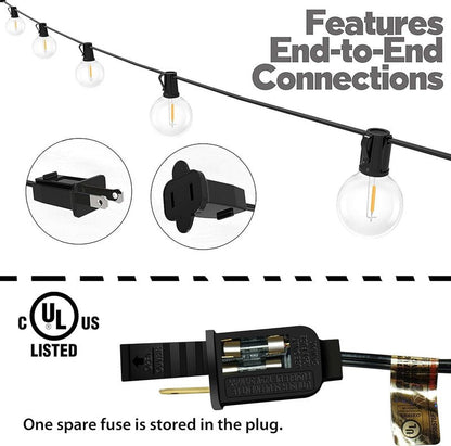 Lampat String Lights, LED 25 Light Bulbs 25Ft G40 Globe String Lights with Bulbs for Indoor/Outdoor Commercial Decor