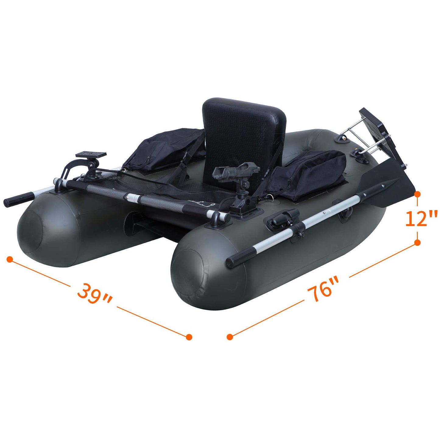 Xproutdoor Inflatable Fishing Float Tube, Belly Boat Fishing with Adjustable Backpack Straps, Storage Pockets, Fish Ruler, Pump, Oar, Float Tubes for Fishing, 350 LBS Load Capacity