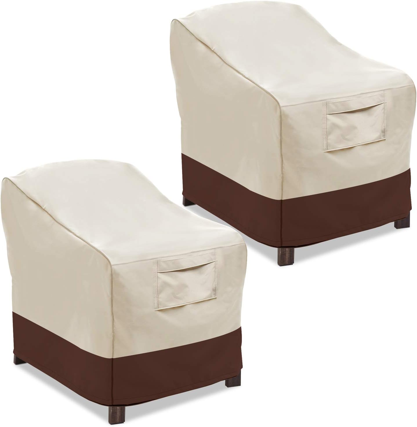 Vailge Patio Chair Covers - Heavy Duty Waterproof Lounge Deep Seat Covers | 2 Pack, Large, Beige & Brown