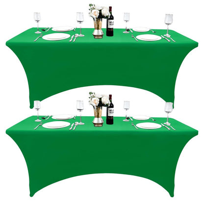 ZarzaaSik 2-Pack 4ft Spandex Table Covers for Rectangular Folding Tables - Wrinkle Resistant Stretch Tight Table Cloths - Ultimate Fitted Table Protector for Parties, Banquet, and Wedding