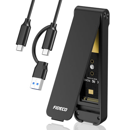 FIDECO M.2 NVMe SSD Enclosure, M.2 NVMe to USB Adapter, USB 3.2 Gen 2 (10Gbps) SSD Reader for M & M+B Key, Sandwich Style Design, Tool-Free Installation, Support UASP and Trim