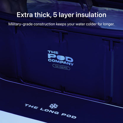 The Pod Company Long Pod Cold Plunge – 126-Gallon Extra-Large Inflatable Ice Bath Tub for Cold Water Therapy – Full-Body Stretch Design, Insulated & Water Chiller Compatible