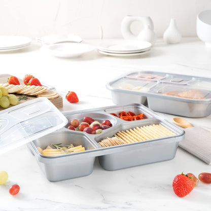 Restaurantware-Futura 63 Ounce Meal Prep Containers With Lids, 100 Tamper-Evident To Go Containers - Microwavable, Disposable, Silver Plastic Food Containers With Lids, For Take Out or Lunches