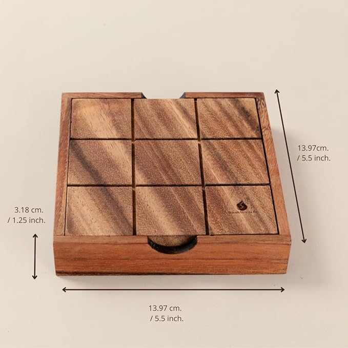Wooden Tic Tac Toe (XOXO) Game – Handmade 2-Player Strategy Board Game – Travel Size Rustic Tabletop Decor – Sustainable Wood Gift for Adults Kids Couples Family (Classic)