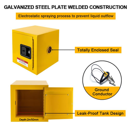 VoTwoofv Flammable Cabinet 13" x 13" x 13",Galvanized Steel Flammable Safety Cabinet,1 Door Mini Safety Storage Cabinet Flammable Liquids Storage Cabinet for Commercial Industrial and Home Use