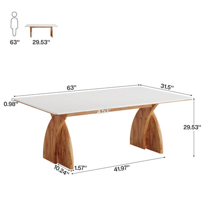 Tribesigns 63-Inch Executive Desk, Large Office Computer Desk with Heavy Duty Legs, Simple Laptop Desk Study Writing Table Business Furniture for Home Office (White and Brown)