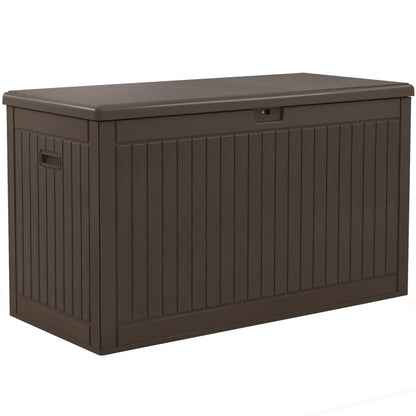 YITAHOME 320 Gallon Extra Large Deck Box, Double-Wall Resin Outdoor Storage Box with Flexible Divider for Patio Cushions Pool Supplies Garden Tools, 1000lbs Load Capacity, Lockable&Waterproof (Brown)