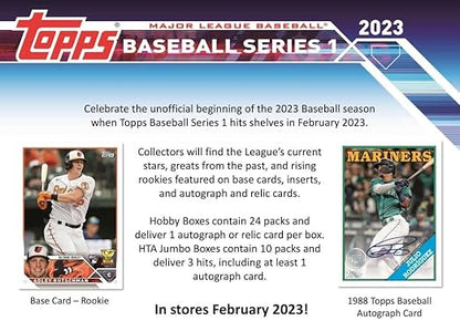 2023 Topps Series 1 Baseball Jumbo Box (10 Packs/46 Cards: 1 Auto 2 Silver Packs)