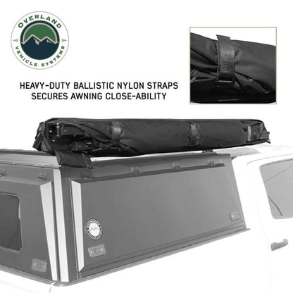 Overland Vehicle Systems 19690011 2.0-6.5’ XD Nomadic Self-Deploying 90 Degree Awning Unversal with Integrated LED Lights and Black Out | 61.6 Sq Ft of Coverage | Travel Cover Included