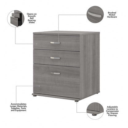 Bush Business Furniture Universal Floor Storage Cabinet with Drawers in Platinum Gray